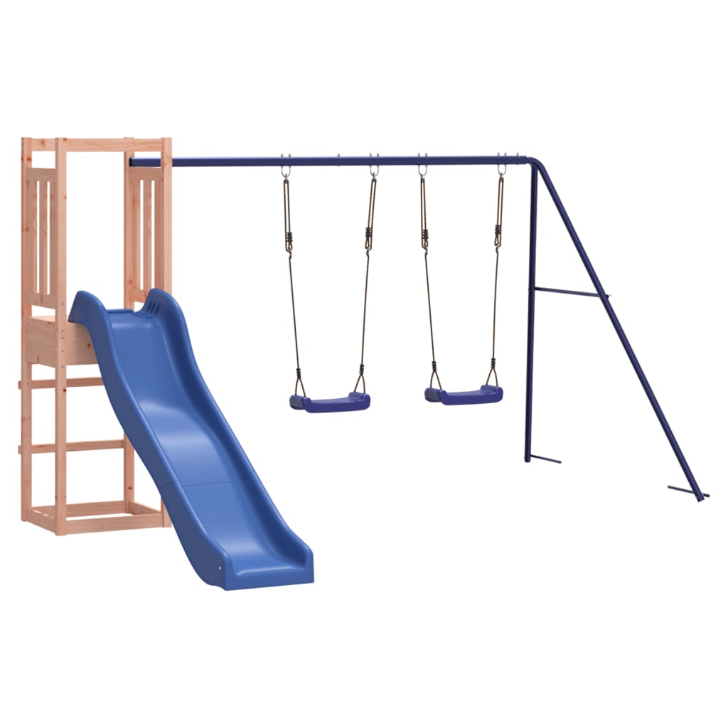 Whimsical Woodland Retreat: Playhouse, Slide, and Swings Combo