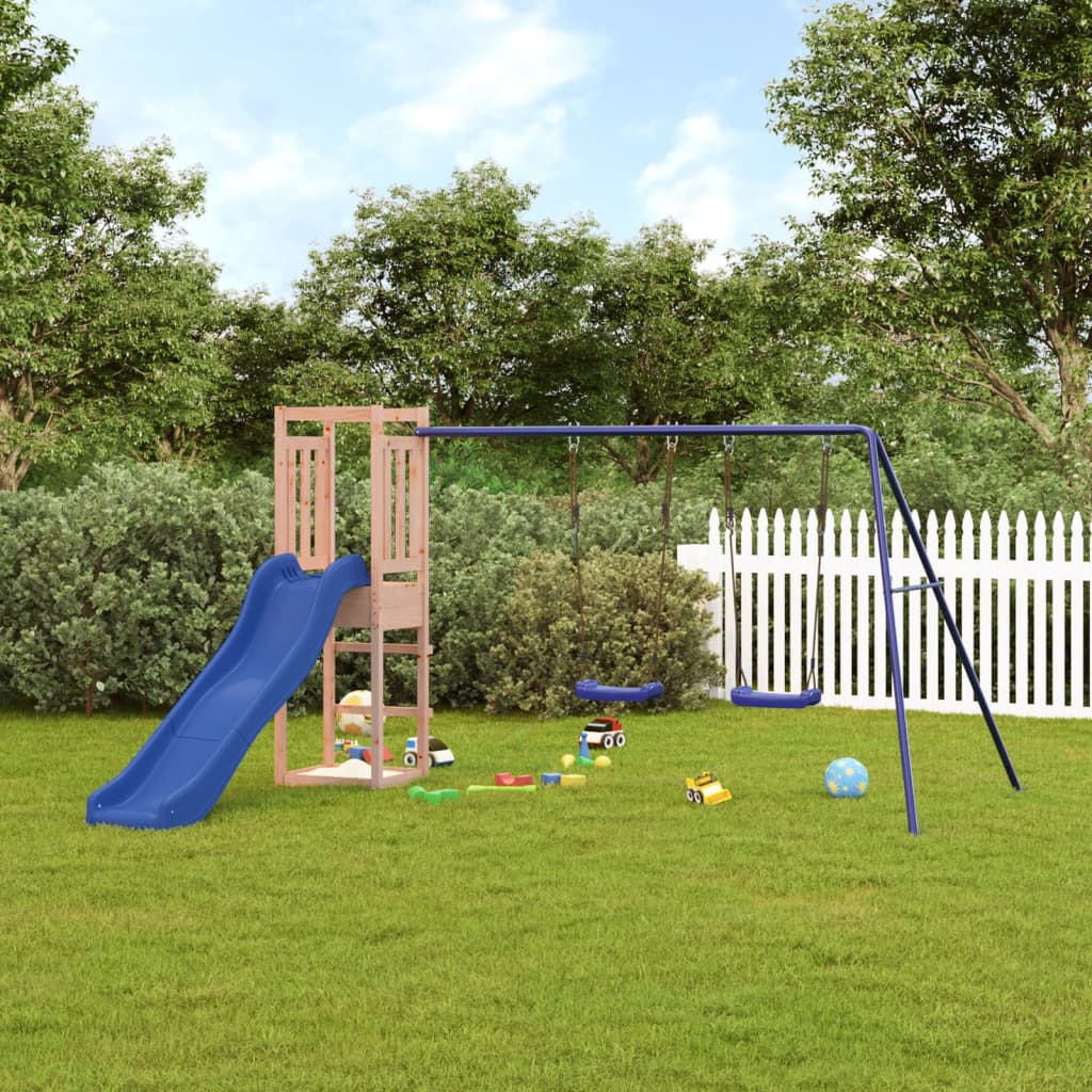 Whimsical Woodland Retreat: Playhouse, Slide, and Swings Combo