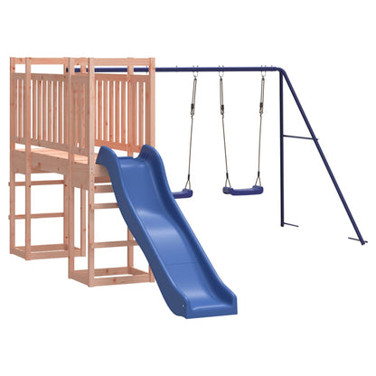 Woodland Adventure: Slide, Swings, and Solid Wood Playhouse