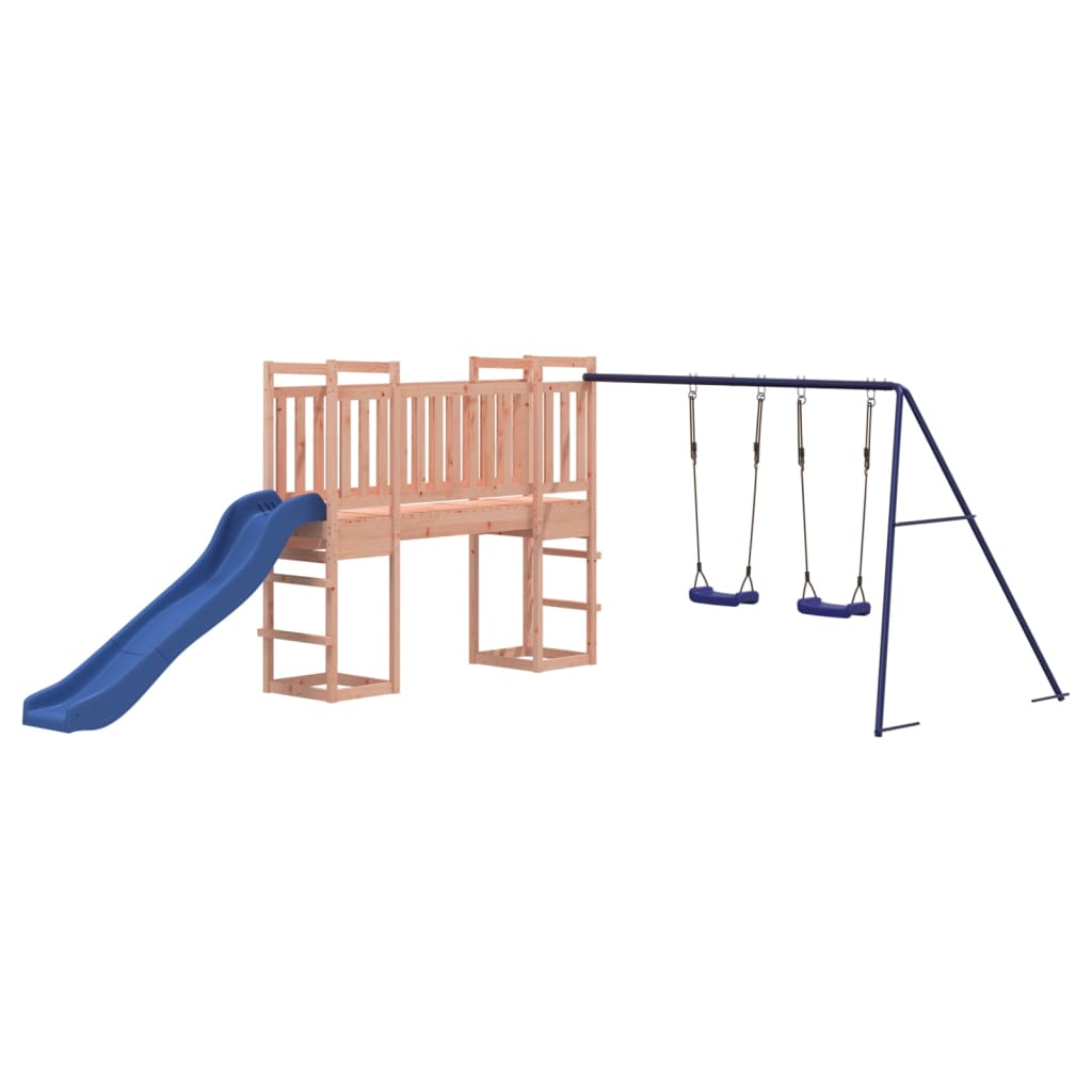 Woodland Adventure: Slide, Swings, and Solid Wood Playhouse
