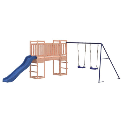 Woodland Adventure: Slide, Swings, and Solid Wood Playhouse