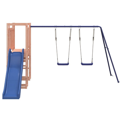 Woodland Adventure: Slide, Swings, and Solid Wood Playhouse