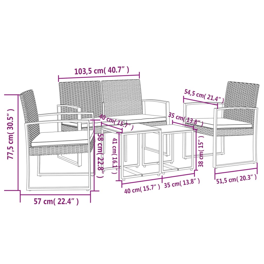 Versatile 5 piece Garden Dining Set Patio Setup Modern Living 