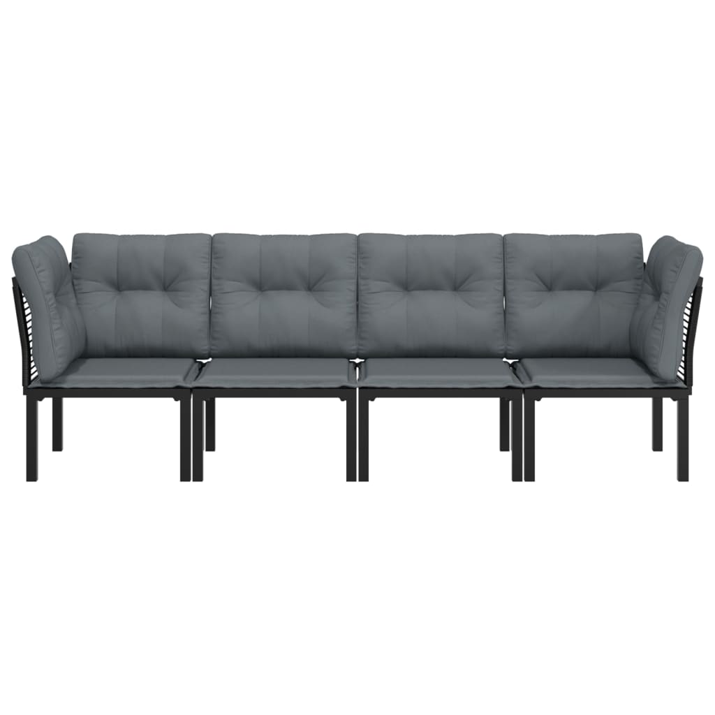 Unwind in Style: Black and Grey Poly Rattan 4-Piece Garden Lounge Set
