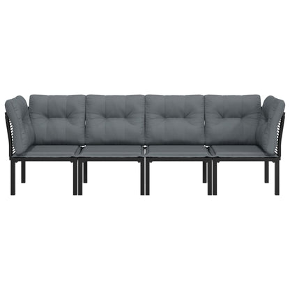 Unwind in Style: Black and Grey Poly Rattan 4-Piece Garden Lounge Set
