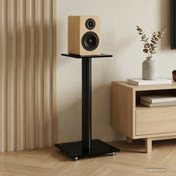 Speaker Stands Pair Tempered Glass Black | HomeAndLiving