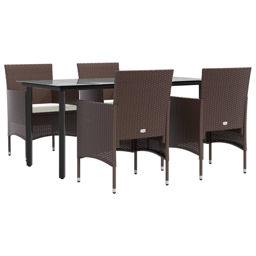 Chic Contrast Dining Delight: 5-Piece Garden Set in Grey and Black with Cushions