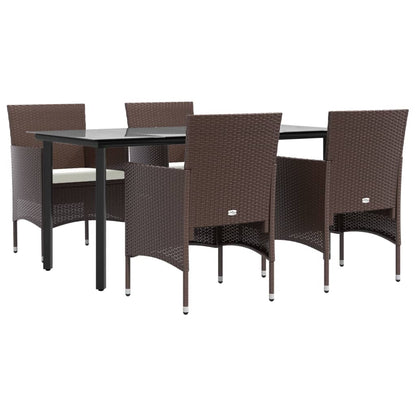 Chic Contrast Dining Delight: 5-Piece Garden Set in Grey and Black with Cushions