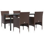 Chic Contrast Dining Delight: 5-Piece Garden Set in Grey and Black with Cushions