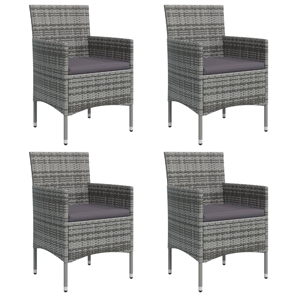 Modern Harmony: 5-Piece Garden Dining Set in Grey and Black with Plush Cushions