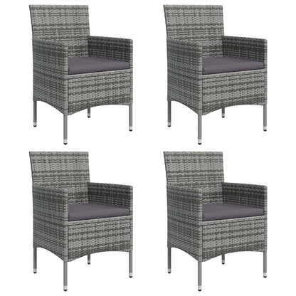 Modern Harmony: 5-Piece Garden Dining Set in Grey and Black with Plush Cushions