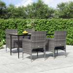 Modern Harmony: 5-Piece Garden Dining Set in Grey and Black with Plush Cushions