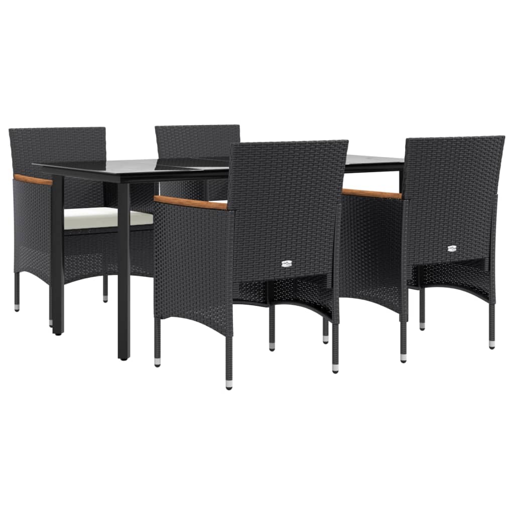 Contemporary Garden Dining Harmony: 5-Piece Set in Grey and Black with Cushions