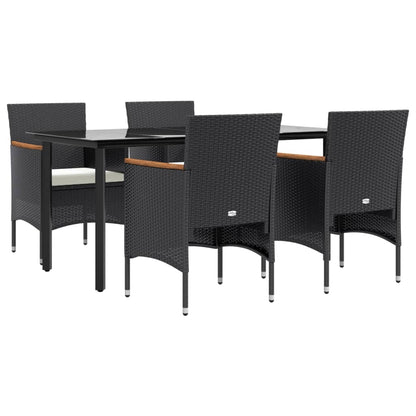 Contemporary Garden Dining Harmony: 5-Piece Set in Grey and Black with Cushions