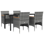 Chic Harmony: 5-Piece Garden Dining Set with Grey Cushions and Black Accents