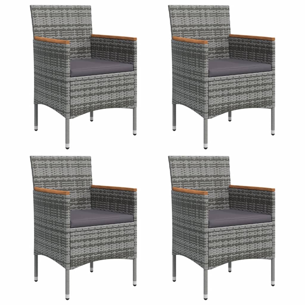 Chic Harmony: 5-Piece Garden Dining Set with Grey Cushions and Black Accents