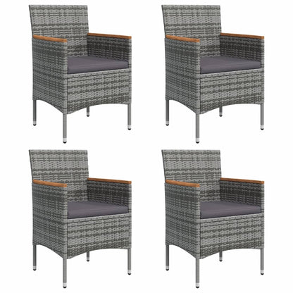Chic Harmony: 5-Piece Garden Dining Set with Grey Cushions and Black Accents