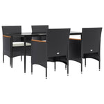 Sophisticated Harmony: 5-Piece Garden Dining Set in Grey and Black with Plush Cushions