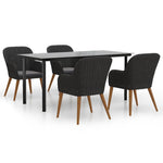 Classic Dining in Black: 5-Piece Garden Dining Set with Cushions