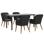 Classic Dining in Black: 5-Piece Garden Dining Set with Cushions