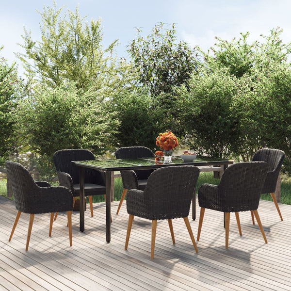  Chic Fresco Dining: 7-Piece Garden Dining Set in Stylish Black with Cushions