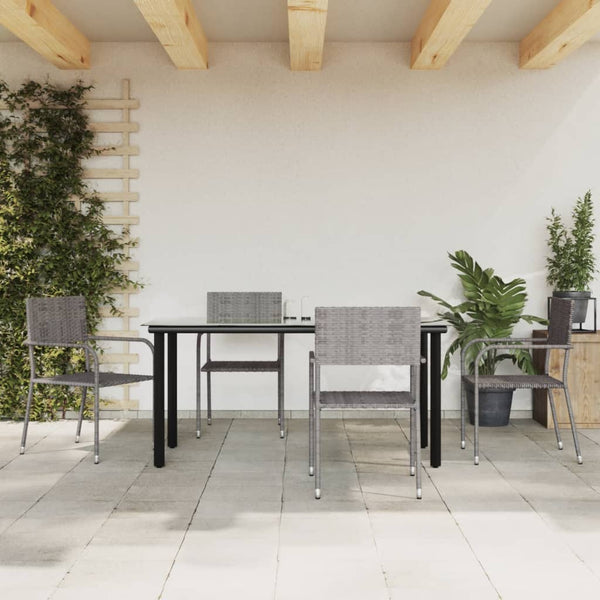  5 Piece Garden Dining Set Grey - Poly Rattan