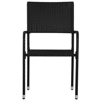 7 Piece Garden Dining Set Black - Poly Rattan