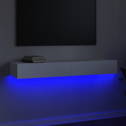 Illuminating Elegance: White TV Cabinet with LED Lights