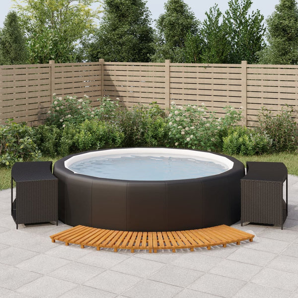  Tropical Oasis: Black Poly Rattan Hot Tub Surround with Solid Wood Acacia Accents
