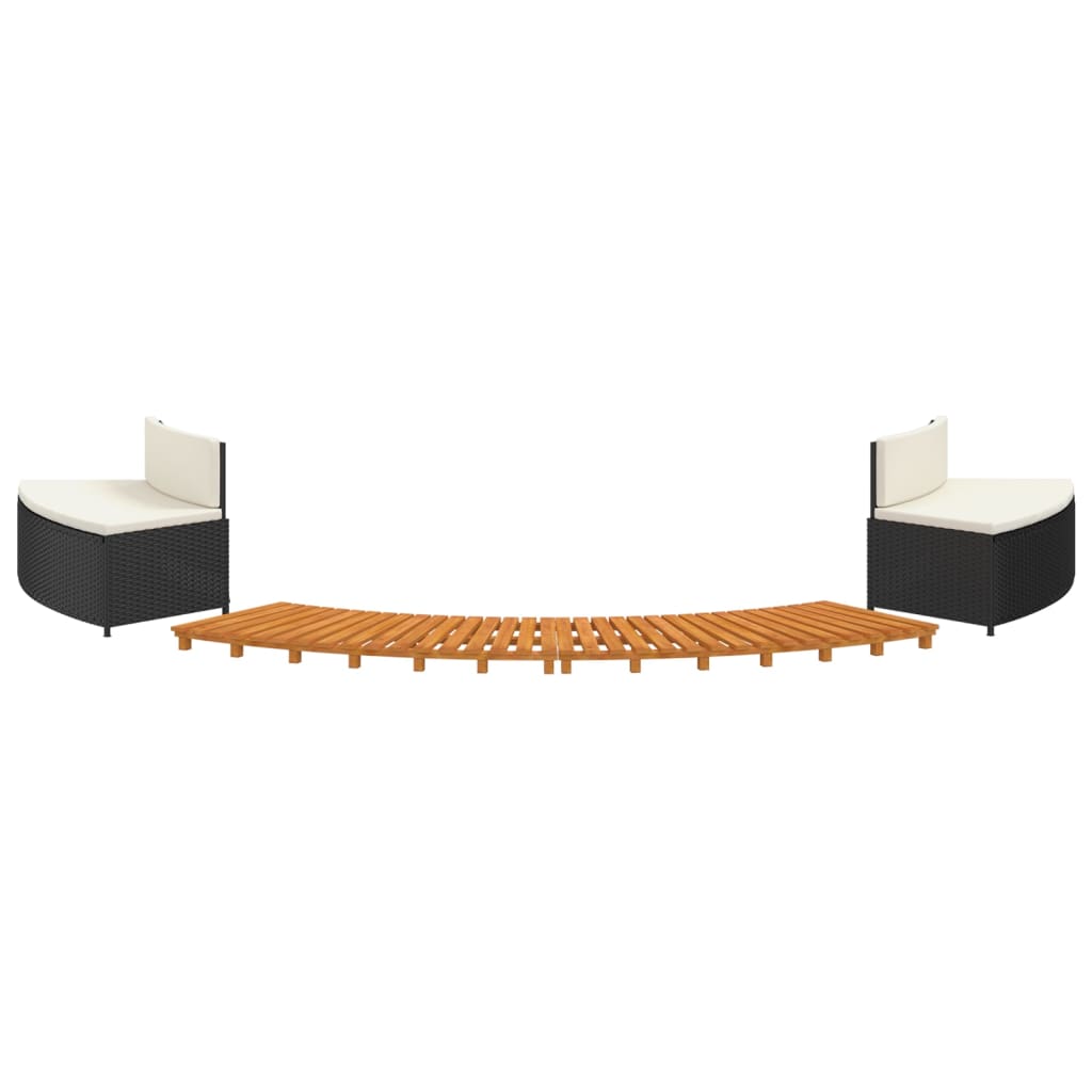 Elegant Retreat: Black Poly Rattan Hot Tub Enclosure with Solid Acacia Wood Accents
