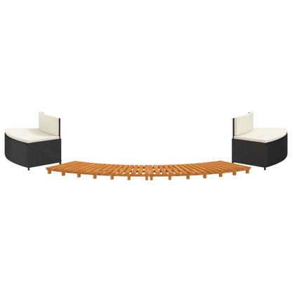 Elegant Retreat: Black Poly Rattan Hot Tub Enclosure with Solid Acacia Wood Accents