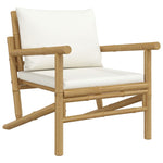 Bamboo Serenity Suite: 4-Piece Lounge Set with Cream White Cushions