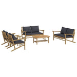 Bamboo Elegance Ensemble: 5-Piece Lounge Set with Dark Grey Cushion