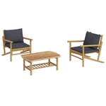 Bamboo Retreat Trio: 3-Piece Lounge Set with Dark Grey Cushions