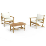 Bamboo Serenity Set: 3-Piece Lounge with Cream White Cushions