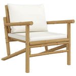 Bamboo Serenity Set: 3-Piece Lounge with Cream White Cushions