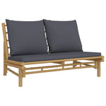 Bamboo Harmony Quartet: 4-Piece Lounge Set with Dark Grey Cushions