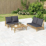 Bamboo Haven Trio: 3-Piece Lounge Set with Dark Grey Cushions