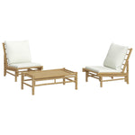 Bamboo Peaceful Trio: 3-Piece Lounge Set with Cream White Cushions