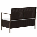 Rattan Rendezvous: Brown 2-Seater Garden Bench with Cushions