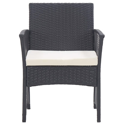 Garden Armchairs with Cushions 2 pcs Black Poly Rattan - 52×56×76cm