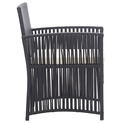 Garden Armchairs with Cushions 2 pcs Black Poly Rattan - 52×56×76cm