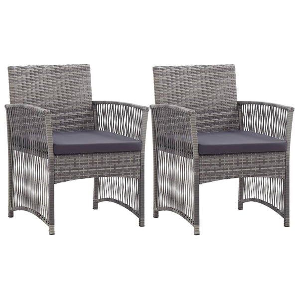  Garden Armchairs with Cushions 2 pcs Grey Poly Rattan