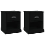 Shadowed Symphony: Set of 2 Black Engineered Wood Bedside Cabinets