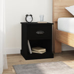 Shadowed Symphony: Set of 2 Black Engineered Wood Bedside Cabinets