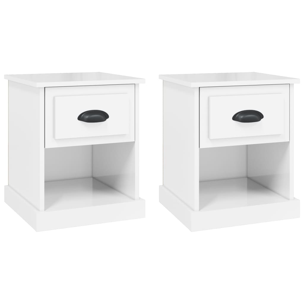 Shadowed Symphony: Set of 2 Black Engineered Wood Bedside Cabinets