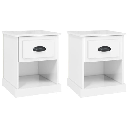 Shadowed Symphony: Set of 2 Black Engineered Wood Bedside Cabinets
