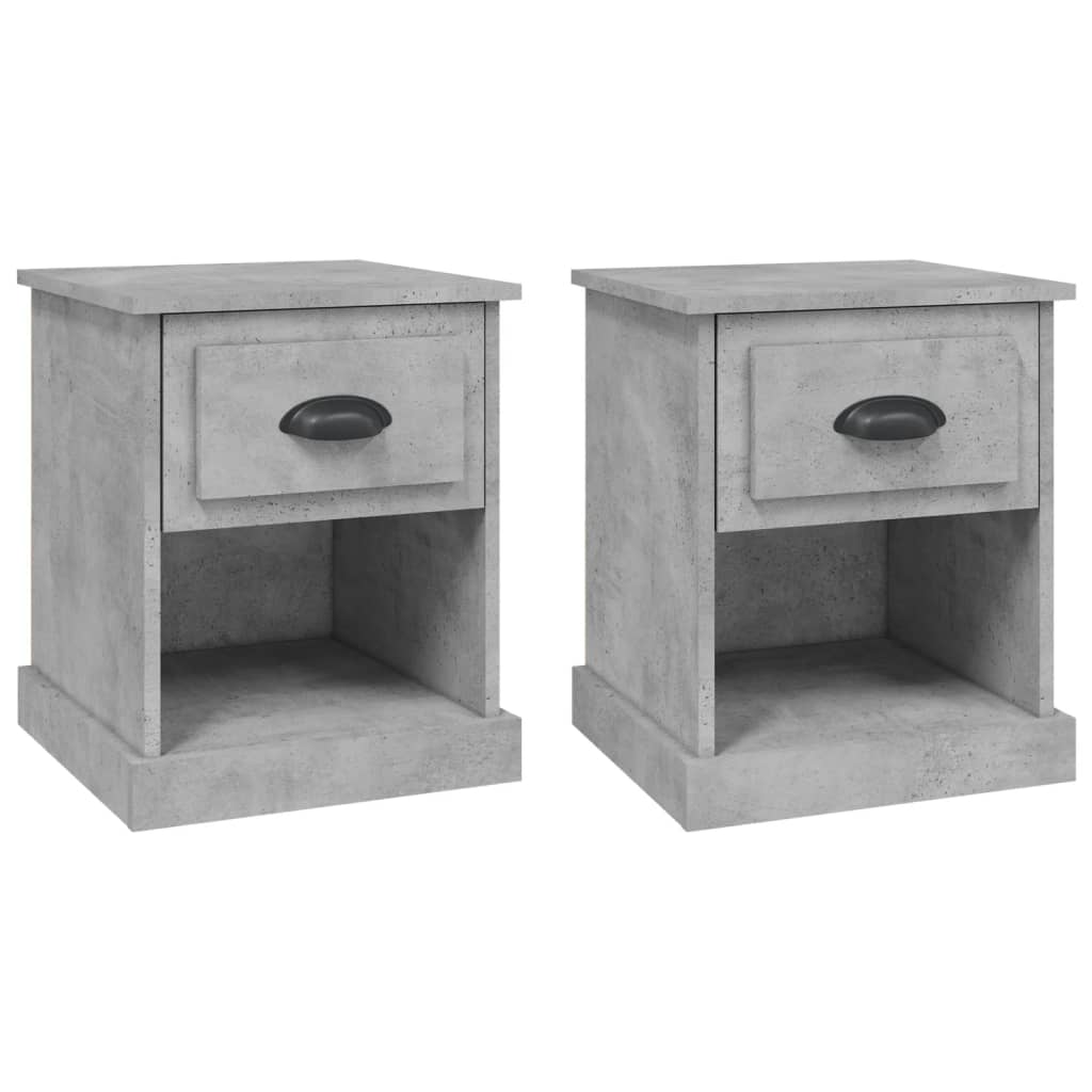 Shadowed Symphony: Set of 2 Black Engineered Wood Bedside Cabinets