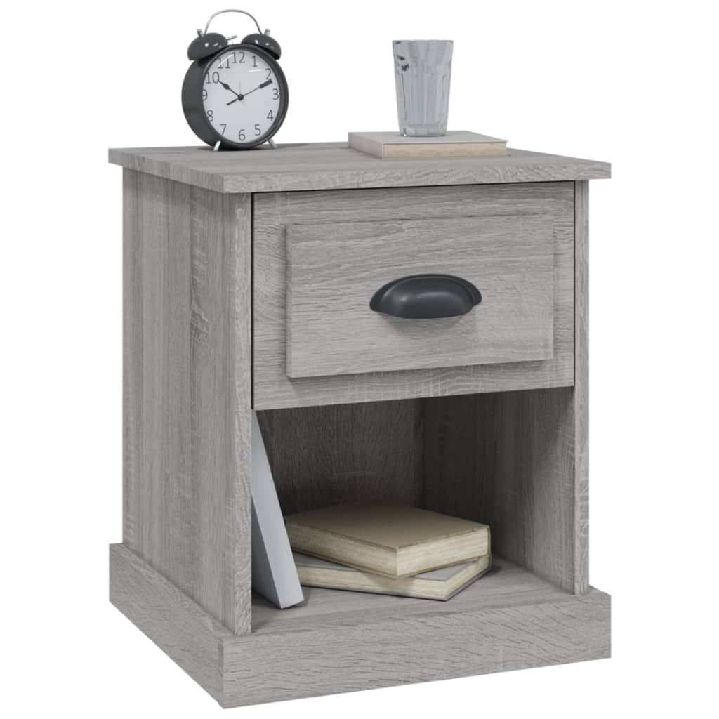 Shadowed Symphony: Set of 2 Black Engineered Wood Bedside Cabinets