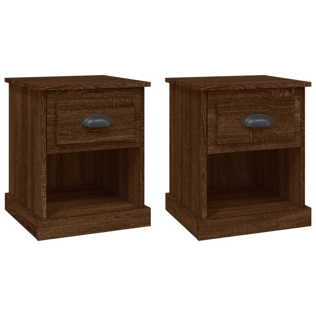 Shadowed Symphony: Set of 2 Black Engineered Wood Bedside Cabinets